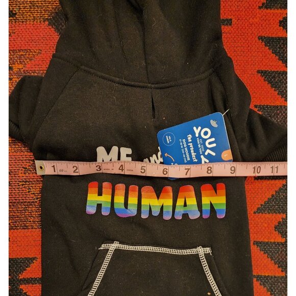 NEW Me & My Human Dog Hoodie With Rainbow Print & Kangaroo Pocket Size Large - Picture 4 of 4